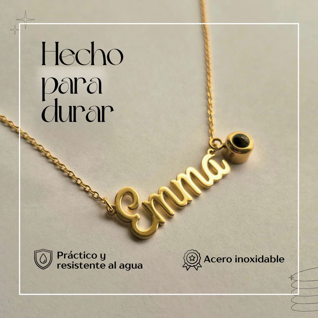 Collar personalizado en acero inoxidable con proyección de foto
