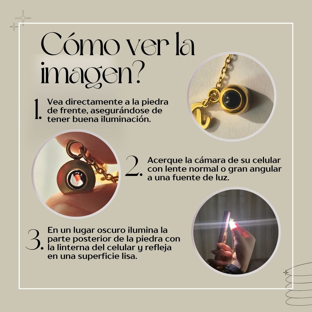 Collar personalizado en acero inoxidable con proyección de foto